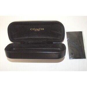 COACH Large Black Leather Hard Eyeglass & Sunglasses Case and Cleaning Cloth